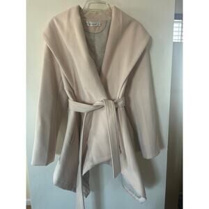 CHICWISH Women's Turn Down Shawl Collar Belted Coat Parka Cream Ivory Sz XL